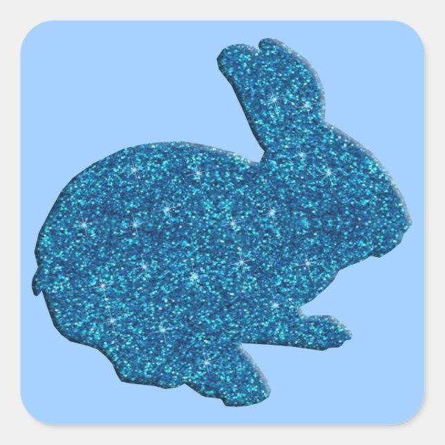 Blue Glitter Silhouette Easter Bunny Stickers (Front)