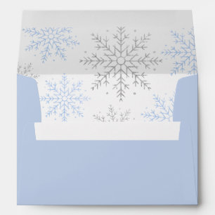 Blue Glitter Snowflake Boy Baby Shower Envelope