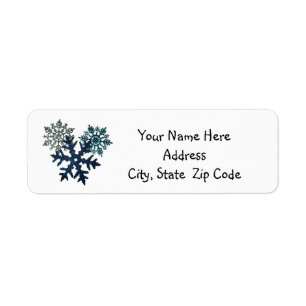 Blue Glitter Snowflake Return Address Labels