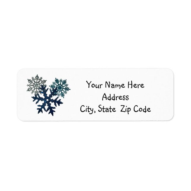 Blue Glitter Snowflake Return Address Labels (Front)