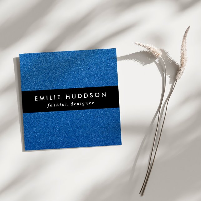 Blue Glitter, Sparkle, Glitter Background Square Business Card (Creator Uploaded)