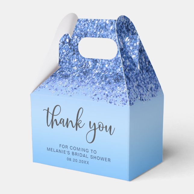 Blue Glitter Sparkle Thank You Favour Box (Front Side)