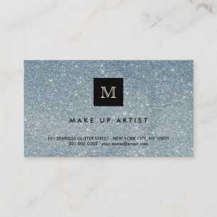 Blue Glitter Sparkles Modern Chic Profile Card
