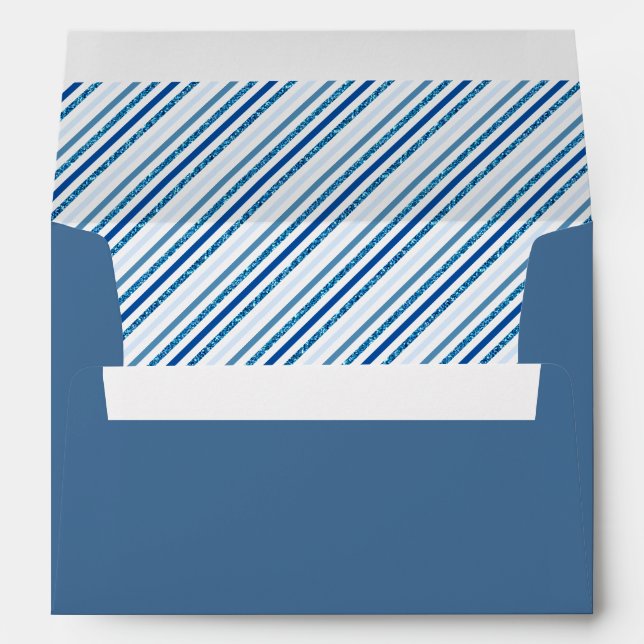 Blue Glitter Striped Envelope Liner (Back (Bottom))