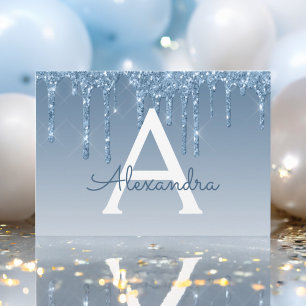 Blue Glitter Sweet 16 Save the Date Invitation
