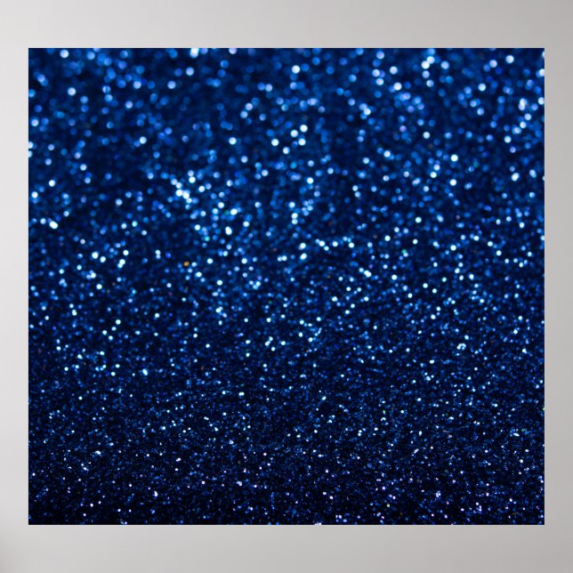 Blue Glitter Texture Festive Sparkle Poster (Front)