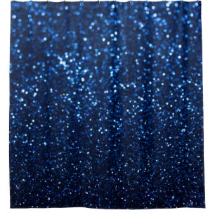 Blue Glitter Texture Festive Sparkle Shower Curtain