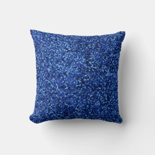 Blue Glitter Throw Pillow
