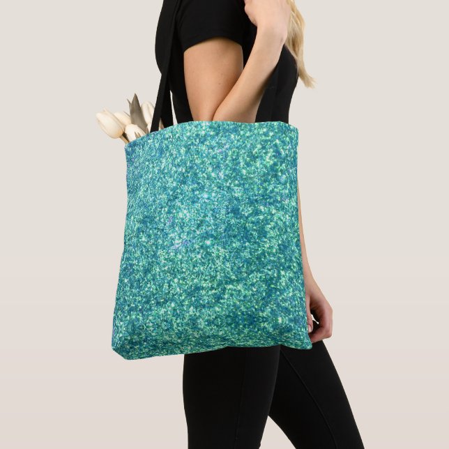 Blue Glitter Tote Bag (Close Up)