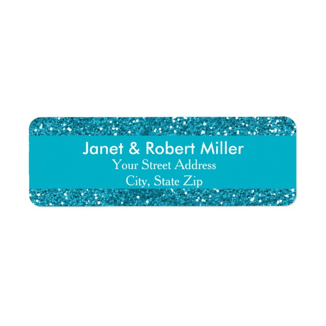 Blue Glitter Wedding Return Address (Front)