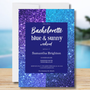 Blue Glitter Weekend Bachelorette Invitation