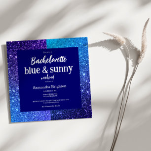 Blue Glitter Weekend Bachelorette Party Invitation