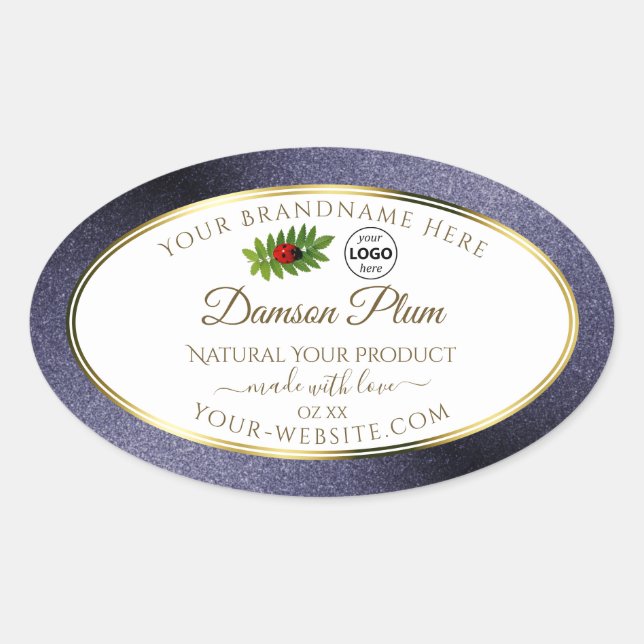 Blue Glitter White Gold Product Label Ladybug Logo (Front)