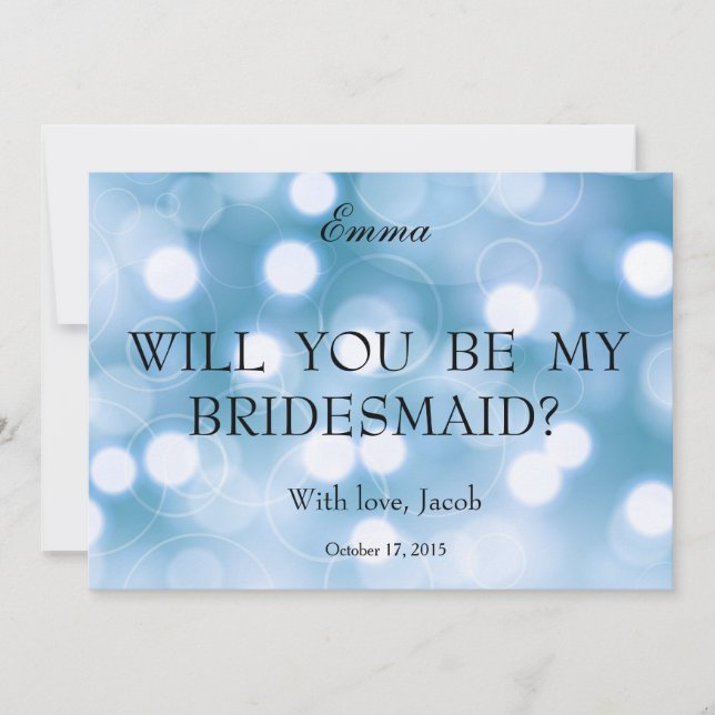 Blue Glitter Will You Be My Bridesmaid Invitation (Front)