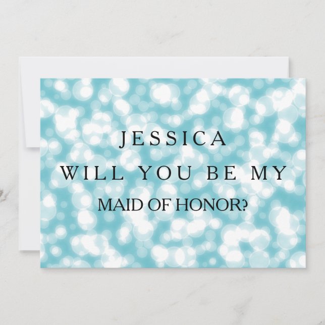 Blue Glitter Will You Be My MAID OF HONOR Invitation (Front)
