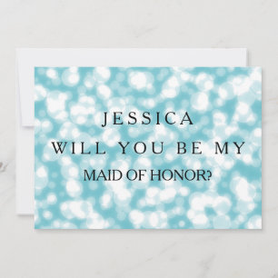 Blue Glitter Will You Be My MAID OF HONOR Invitation