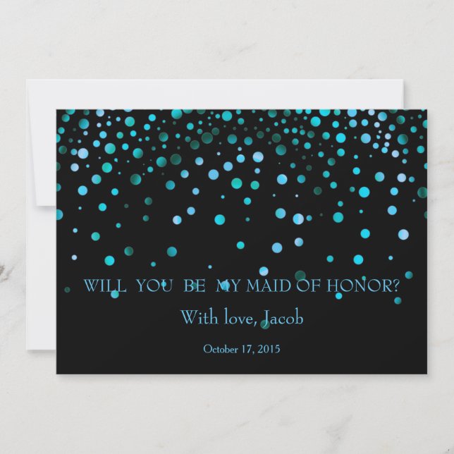 Blue Glitter Will You Be My MAID OF HONOR Invitation (Front)