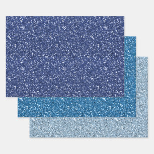 Blue Glitter Wrapping Paper Sheet