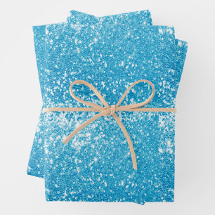 Blue Glitter Wrapping Paper Sheet