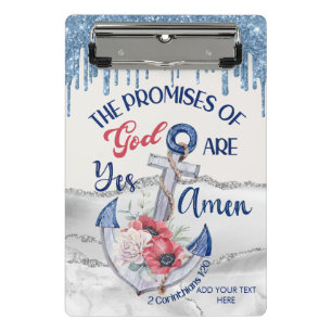 Blue Glitter Yes And Amen 2 Corinthians 1:20 Bible Mini Clipboard