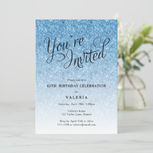 Blue Glitter You're Invited Party Invitation