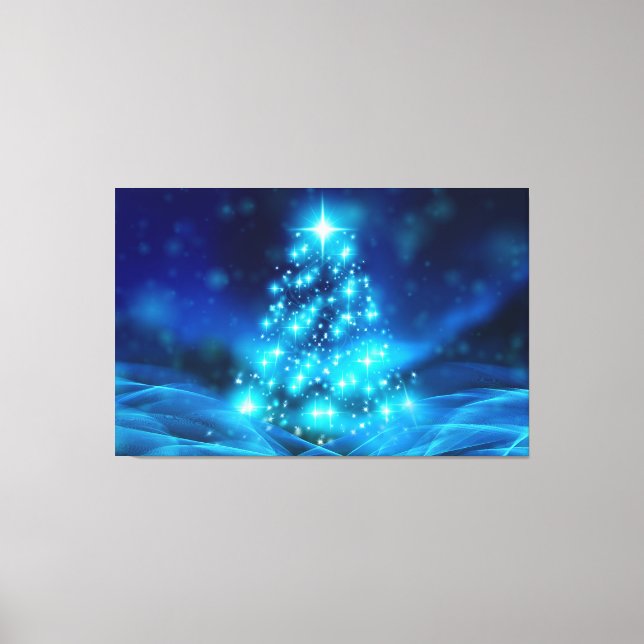 Blue Glittering Christmas tree Canvas Print (Front)