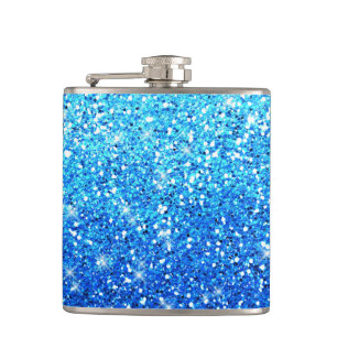 Blue Glitters Sparkles Texture Hip Flask