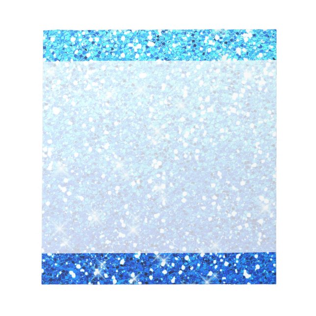 Blue Glitters Sparkles Texture Notepad (Front)