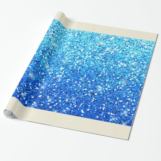 Blue Glitters Sparkles Texture Wrapping Paper (Unrolled)
