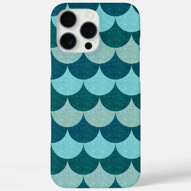 Blue Glittery Mermaid Scales Pattern Case-Mate iPhone Case (Back)