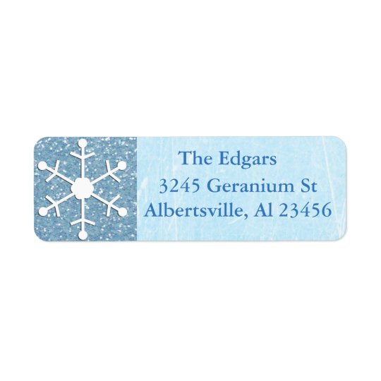 Blue Glittery Snowflake Address Return Label Return Address Label
