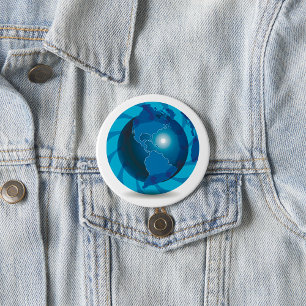 Blue Globe  7.5 Cm Round Badge