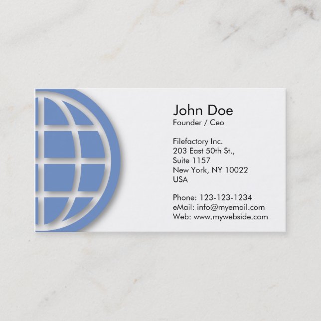 Blue Globe Design Business Card (Front)