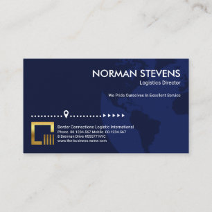 Blue Globe Earth Location Direction Logistics Business Card