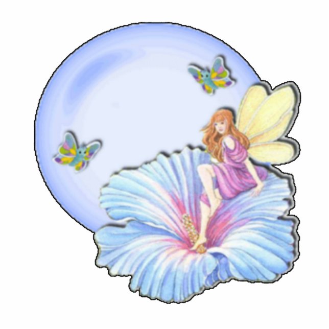 Blue Globe Fairy Sculpture Standing Photo Sculpture (Front)