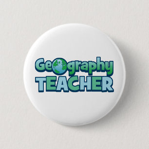 Blue Globe Geography Teacher 6 Cm Round Badge