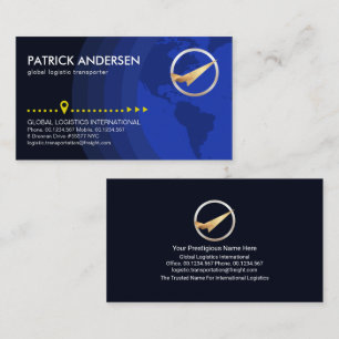 Blue Globe Layers Silver Jet Plane Logistics Business Card