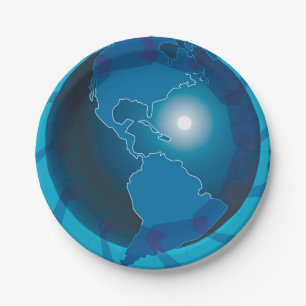 Blue Globe Paper Plates