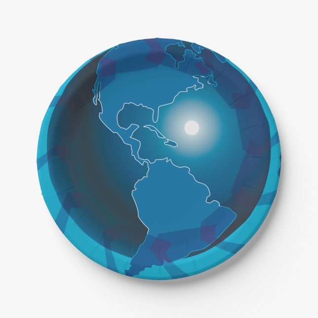 Blue Globe Paper Plates (Front)