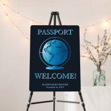Blue Globe Passport Travel Baby Shower