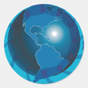 Blue Globe Stickers