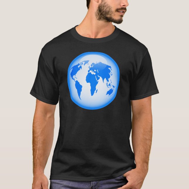 Blue Glossy Globe T-Shirt (Front)