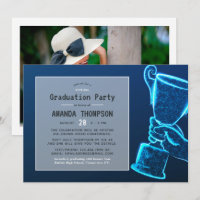 Blue Glow Futuristic Virtual Graduation Party