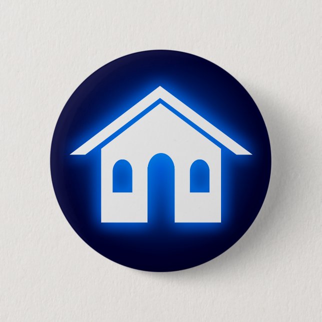 blue glow home 6 cm round badge (Front)