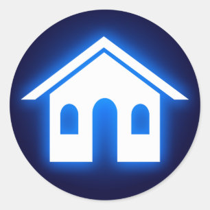 blue glow home classic round sticker