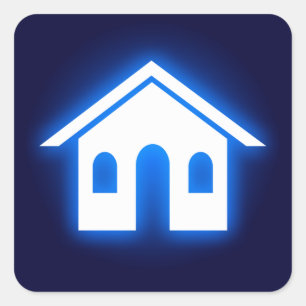 blue glow home square sticker