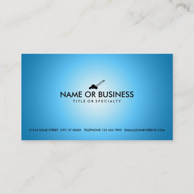 blue glow lawn mower business card (Front)