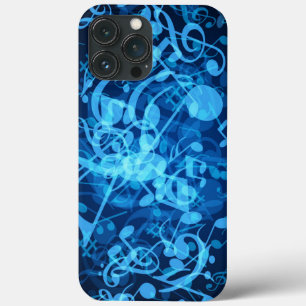 Blue Glow Music Notes iPhone 13 Pro Max Case