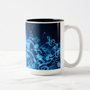 Blue Glow Music Notes Pattern Coffee Mug