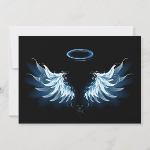 Blue Glowing Angel Wings on black background